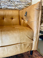 Lade das Bild in den Galerie-Viewer, Vintage Kamelleder 3 er Couch Sahara Sofa Echt Leder Chesterfield Cognac
