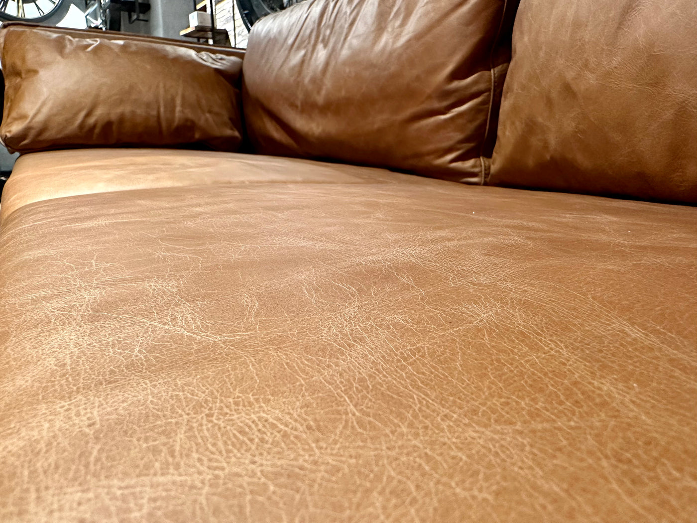 Vintage Sofa Keno Kamelleder 2,5 Sitzer Couch Echt Leder Cognac braun