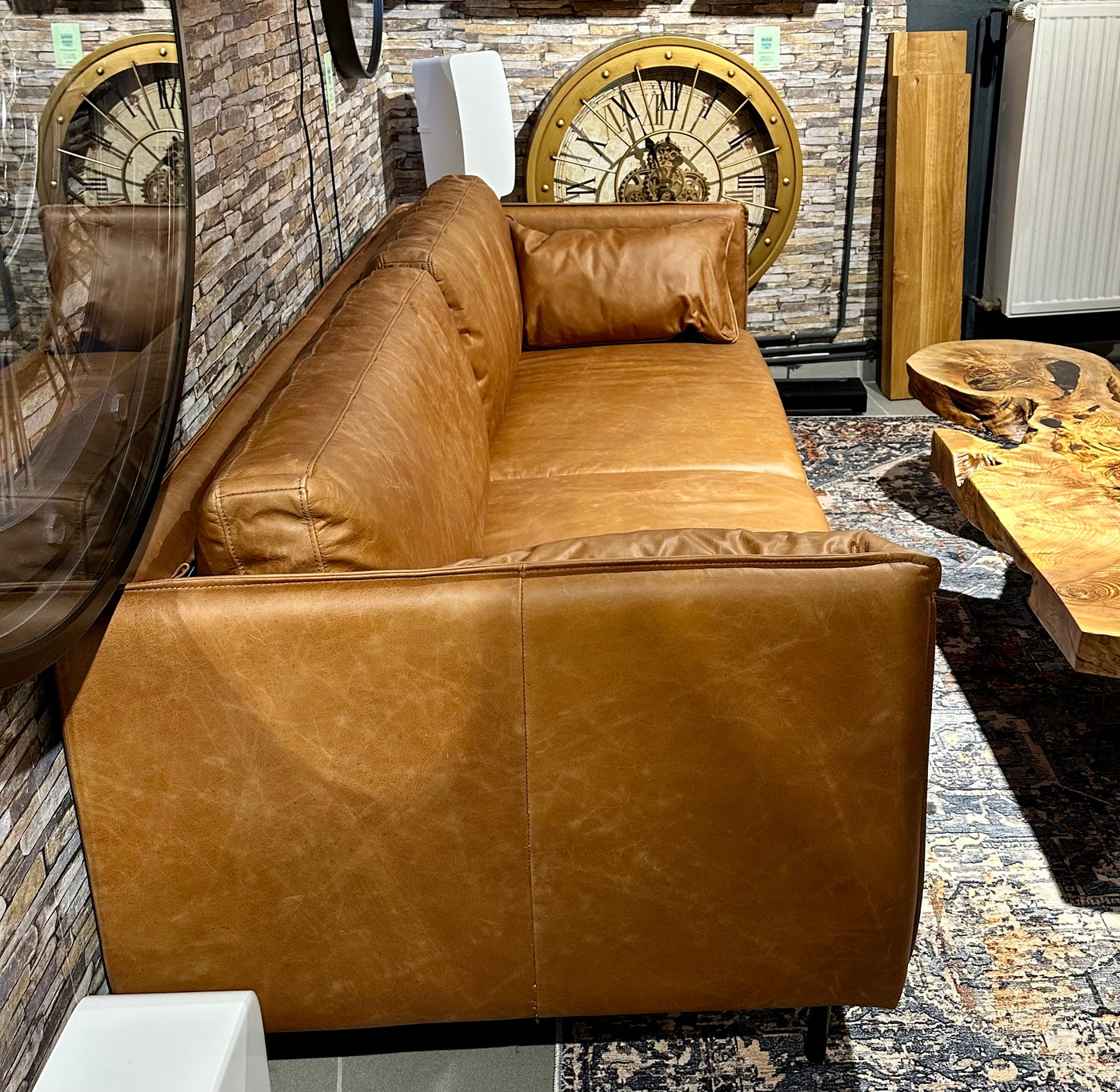 Vintage Sofa Keno Kamelleder 2,5 Sitzer Couch Echt Leder Cognac braun