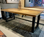 Lade das Bild in den Galerie-Viewer, Esstisch Mumbai Mango 160 bis 260 in 6 cm Dicke Holz mit U Metall Gestell schwarz massiv 6 Größen
