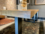 Lade das Bild in den Galerie-Viewer, Esstisch Neu Delhi Mango 160 bis 260 in 6 cm Dicke Holz mit X Metall Gestell schwarz massiv 6 Größen
