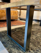Esstisch Mumbai Mango 200 bis 300 in 6 cm Dicke Holz mit U Metall Gestell schwarz massiv 4 Größen