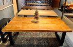 Lade das Bild in den Galerie-Viewer, Esstisch Neu Delhi Mango 160 bis 260 in 6 cm Dicke Holz mit X Metall Gestell schwarz massiv 6 Größen
