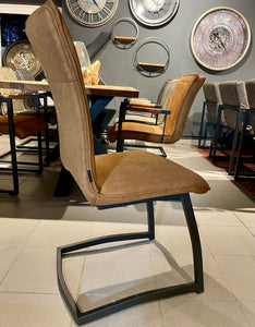 Freischwinger Stuhl Amaro Kunstleder in 3 Farben Cognac Grün Anthrazit mit Metallgestell