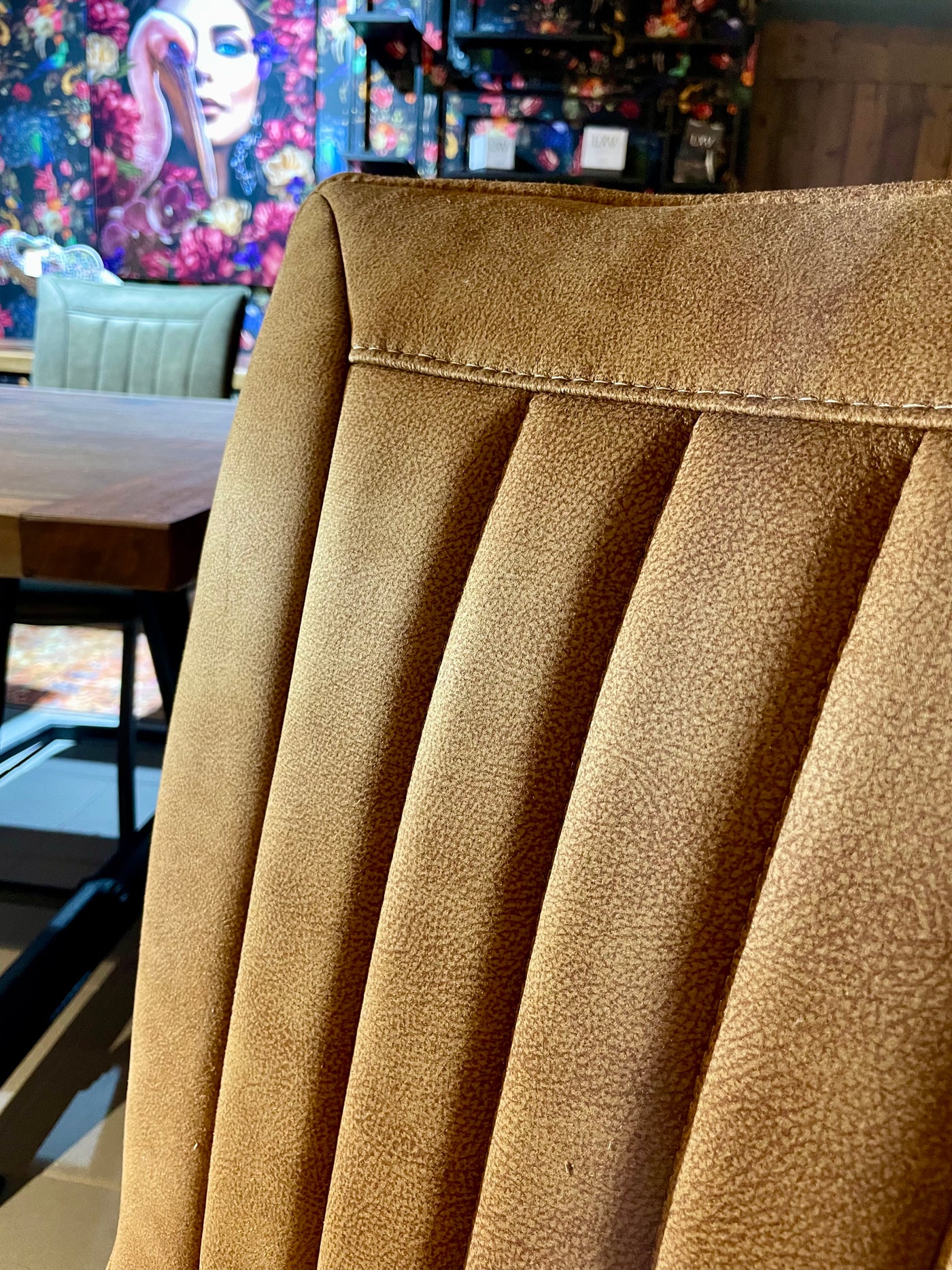 Freischwinger Stuhl Amaro Kunstleder in 3 Farben Cognac Grün Anthrazit mit Metallgestell