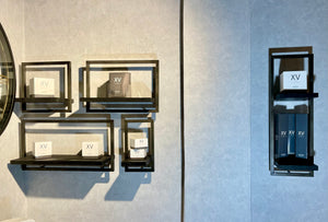 BLACK SHELFMATE Typ D Wandregal schwarz Industrial Möbel Teakholz Metall Blankstahl Hängeregal Industrie Stil Regal Used Look Teak Holz