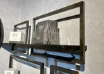 Lade das Bild in den Galerie-Viewer, BLACK SHELFMATE Typ C Wandregal schwarz Industrial Möbel Teakholz Metall Blankstahl Hängeregal Industrie Stil Regal Used Look Teak Holz
