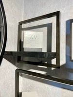 Lade das Bild in den Galerie-Viewer, BLACK SHELFMATE Typ B schwarz Wandregal Industrial Möbel Teakholz Metall Blankstahl Hängeregal Industrie Stil Regal Used Look Teak Holz
