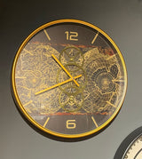 Golden Atlas Zahnrad Wanduhr 46 cm gold Beton grau animiert drehend