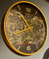 Golden Atlas Zahnrad Wanduhr 46 cm gold Beton grau animiert drehend