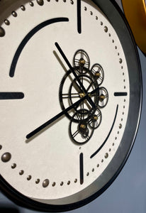 Denver Zahnrad Wanduhr 46 cm Schwarz weiss animiert drehend
