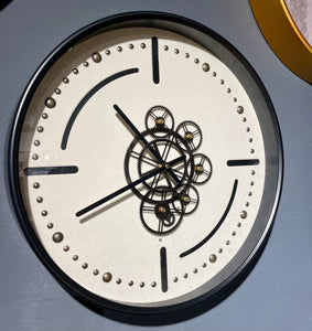 Denver Zahnrad Wanduhr 46 cm Schwarz weiss animiert drehend
