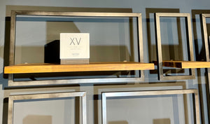 SHELFMATE Typ A Wandregal Industrial Möbel Teakholz Metall schwarz Blankstahl Hängeregal Industrie Stil Regal Used Look Teak Holz