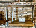 Lade das Bild in den Galerie-Viewer, SHELFMATE Typ C Wandregal Industrial Möbel Teakholz Metall schwarz Blankstahl Hängeregal Industrie Stil Regal Used Look Teak Holz
