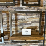Lade das Bild in den Galerie-Viewer, SHELFMATE Typ C Wandregal Industrial Möbel Teakholz Metall schwarz Blankstahl Hängeregal Industrie Stil Regal Used Look Teak Holz
