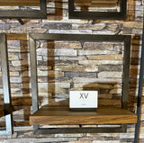 SHELFMATE Typ B Wandregal Industrial Möbel Teakholz Metall schwarz Blankstahl Hängeregal Industrie Stil Regal Used Look Teak Holz