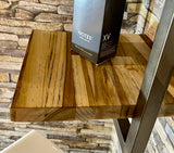 SHELFMATE Typ E Wandregal Industrial Möbel Teakholz Metall schwarz Blankstahl Hängeregal Industrie Stil Regal Used Look Teak Holz