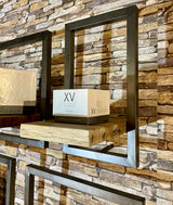 SHELFMATE Typ E Wandregal Industrial Möbel Teakholz Metall schwarz Blankstahl Hängeregal Industrie Stil Regal Used Look Teak Holz