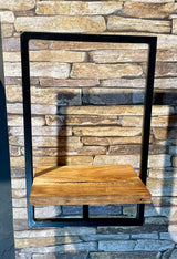Wandregal S Industrial Möbel Mango Holz Metall schwarz Blankstahl Hängeregal Industrie Stil Regal Used Look