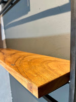 Lade das Bild in den Galerie-Viewer, Wandregal L Industrial Möbel Mango Holz Metall schwarz Blankstahl Hängeregal Industrie Stil Regal Used Look
