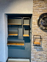 Lade das Bild in den Galerie-Viewer, Wandregal L Industrial Möbel Mango Holz Metall schwarz Blankstahl Hängeregal Industrie Stil Regal Used Look
