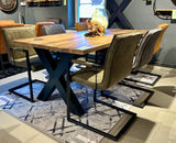 4 cm Esstisch Bombay Mango 160 bis 240 Holz mit X Metall Gestell schwarz massiv 5 Größen