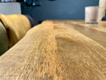 Lade das Bild in den Galerie-Viewer, Baumkante Esstisch Puri Mangoholz 180 bis 240 in 4 cm mit X Gestell massiv 4 Größen
