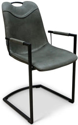 Chaise cantilever avec accoudoirs Claudy en simili cuir disponible en 3 couleurs : cognac, marron, vert, anthracite