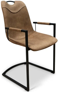 Freischwinger Armlehnenstuhl Claudy Kunstleder in 3 Farben Cognac braun Grün Anthrazit