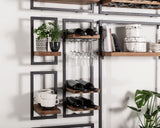 SHELFMATE Typ E Wandregal Industrial Möbel Teakholz Metall schwarz Blankstahl Hängeregal Industrie Stil Regal Used Look Teak Holz