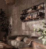 SHELFMATE Typ B Wandregal Industrial Möbel Teakholz Metall schwarz Blankstahl Hängeregal Industrie Stil Regal Used Look Teak Holz