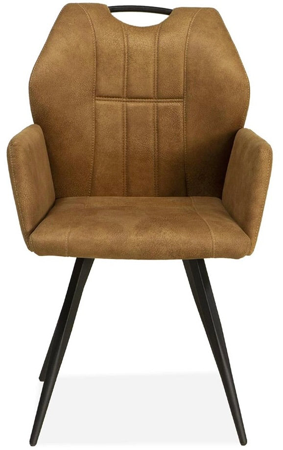 Stuhl Pucku mit Armlehnen in 4 Farben Taupe Cognac-Braun grün anthrazit Mikrofaser