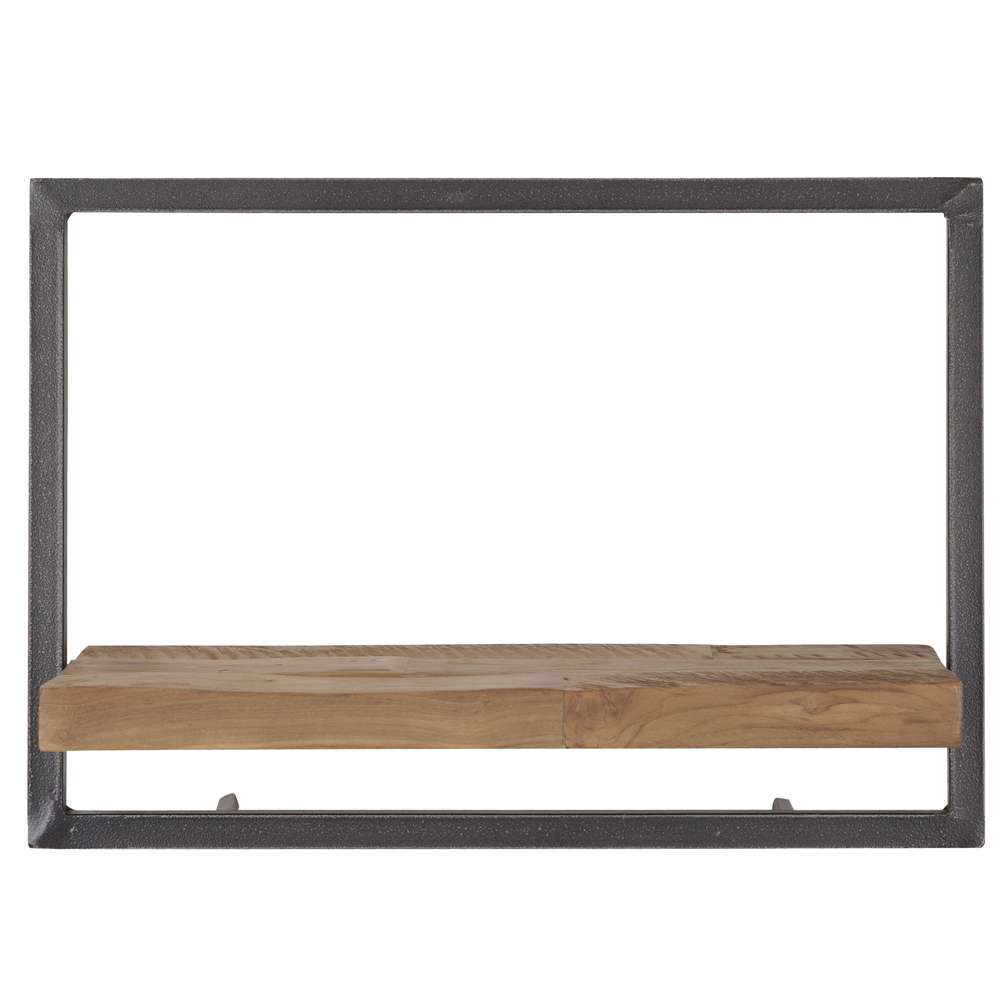 SHELFMATE Typ C Wandregal Industrial Möbel Teakholz Metall schwarz Blankstahl Hängeregal Industrie Stil Regal Used Look Teak Holz