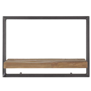 SHELFMATE Typ C Wandregal Industrial Möbel Teakholz Metall schwarz Blankstahl Hängeregal Industrie Stil Regal Used Look Teak Holz