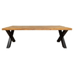 Lade das Bild in den Galerie-Viewer, Esstisch Neu Delhi Mango 160 bis 260 in 6 cm Dicke Holz mit X Metall Gestell schwarz massiv 6 Größen
