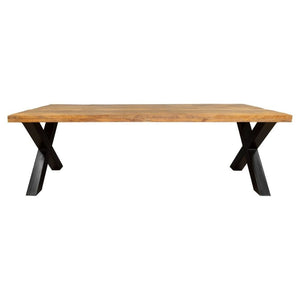 Esstisch Neu Delhi Mango 160 bis 260 in 6 cm Dicke Holz mit X Metall Gestell schwarz massiv 6 Größen