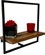 Wandregal M Industrial Möbel Mango Holz Metall schwarz Blankstahl Hängeregal Industrie Stil Regal Used Look