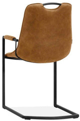 Chaise cantilever avec accoudoirs Claudy en simili cuir disponible en 3 couleurs : cognac, marron, vert, anthracite