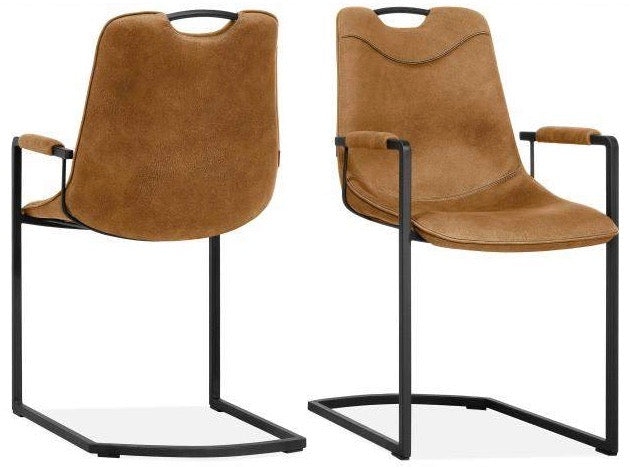 Chaise cantilever avec accoudoirs Claudy en simili cuir disponible en 3 couleurs : cognac, marron, vert, anthracite