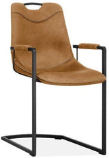 Chaise cantilever avec accoudoirs Claudy en simili cuir disponible en 3 couleurs : cognac, marron, vert, anthracite