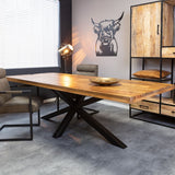 Mango Holz Esstisch Sanne 300 cm mit Spidergestell 8 cm massiv