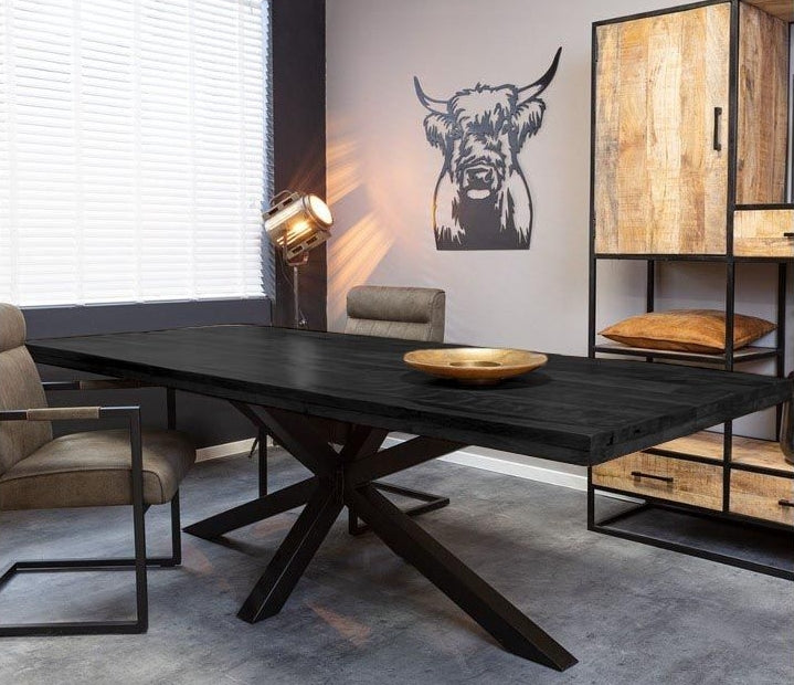 Mango Holz Esstisch Milano 300 cm mit Spidergestell 8 cm massiv