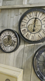 Laden und Abspielen von Videos im Galerie-Viewer, Große Wanduhr Industrie Stil Zahnrad Zählwerk 60 cm Schwarz
