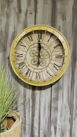 Laden und Abspielen von Videos im Galerie-Viewer, 60 cm Vintage gold RIO Wanduhr mit Animation Zählwerk Zahnrad

