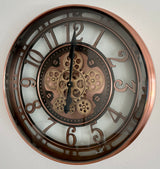 Wanduhr Zahnrad Berlin Zählwerk Animation Kupfer 55 cm