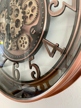 Wanduhr Zahnrad Berlin Zählwerk Animation Kupfer 55 cm