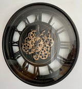 Horloge murale LYON Engrenage noir-or Métal Mouvement 60 cm