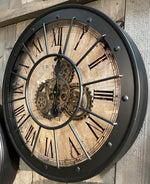 Lade das Bild in den Galerie-Viewer, Große Wanduhr Industrie Stil Zahnrad Zählwerk 60 cm Schwarz.
