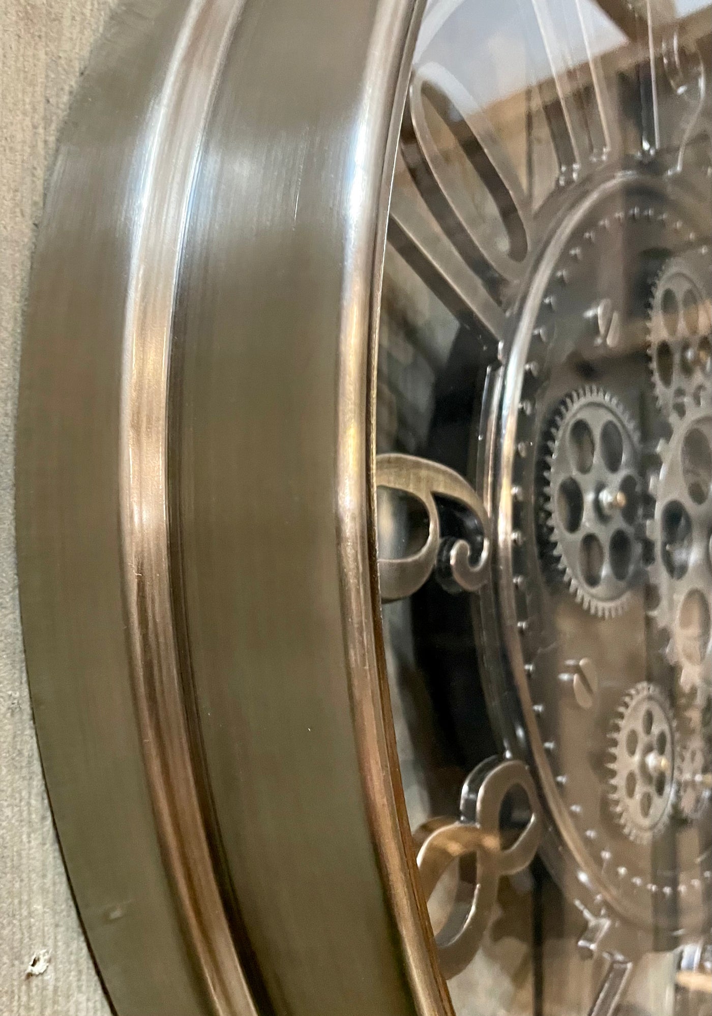 Wanduhr Zahnrad Berlin Zählwerk Animation silber grau 55 cm outdorrfähig