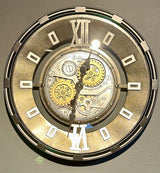 60 cm Industrial Belfast Wanduhr mit Zahnrad Silber Schwarz gold